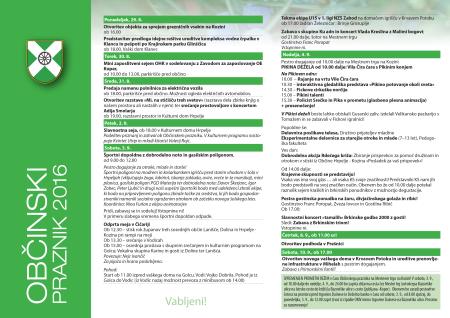 Občinski praznik 2016 - Program